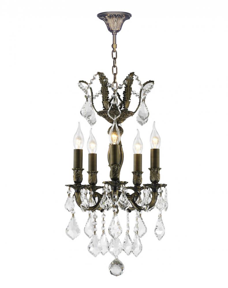 Versailles 5-Light Antique Bronze Finish and Clear Crystal Chandelier 13 in. Dia x 23 in. H Mini