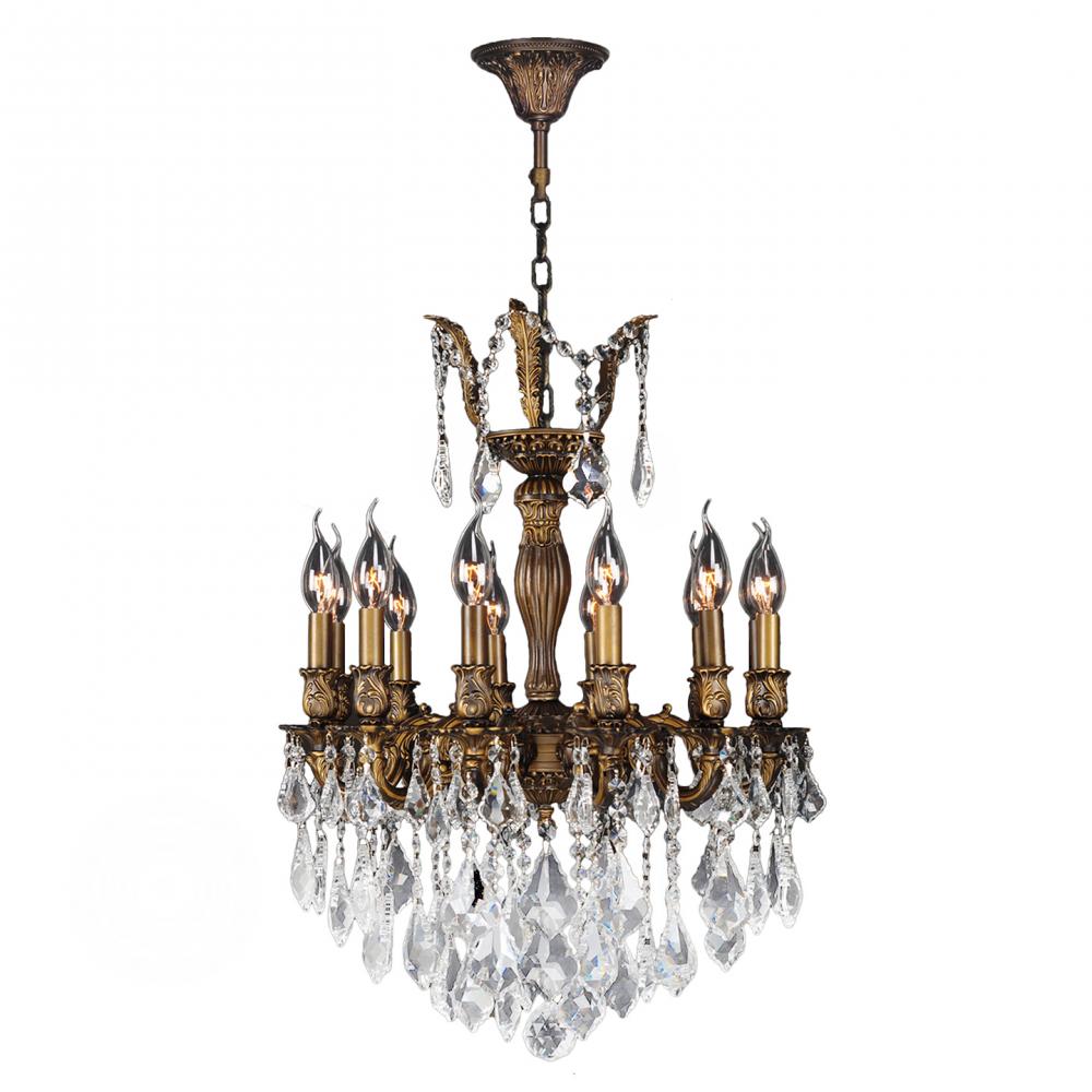 Versailles 12-Light Antique Bronze Finish and Clear Crystal Chandelier 20 in. Dia x 26 in. H Medium