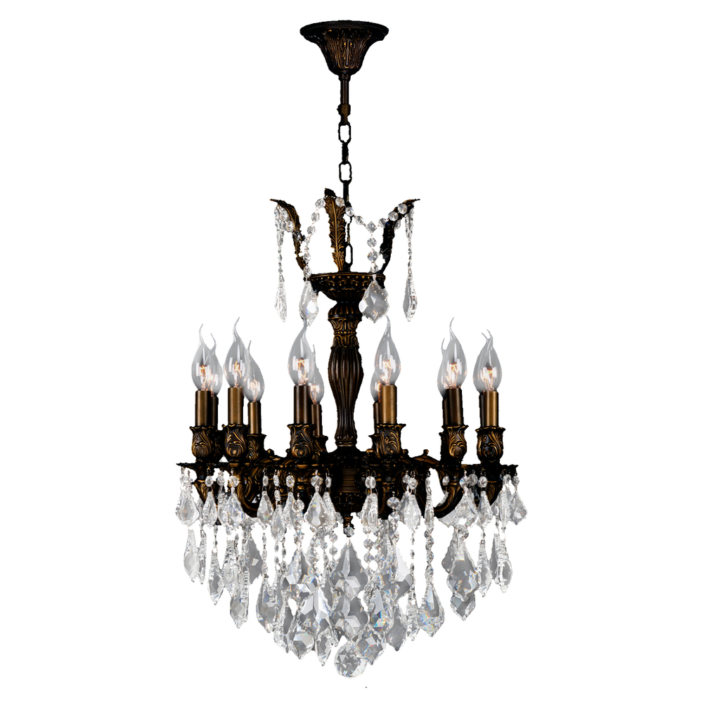 Versailles 12-Light dark Bronze Finish and Clear Crystal Chandelier 20 in. Dia x 26 in. H Medium