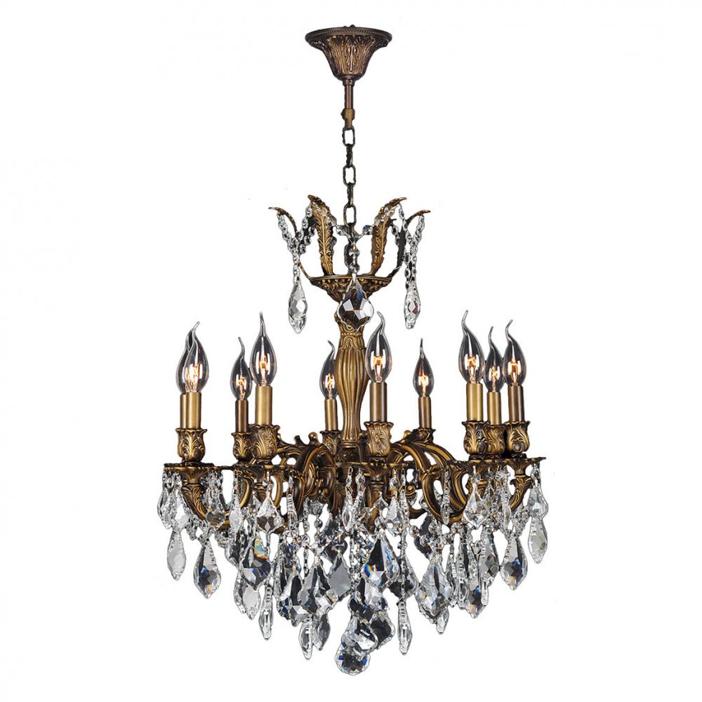 Versailles 10-Light Antique Bronze Finish and Clear Crystal Chandelier 22 in. Dia x 26 in. H Medium