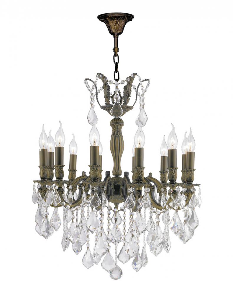 Versailles 12-Light Antique Bronze Finish and Clear Crystal Chandelier 24 in. Dia x 27 in. H Large