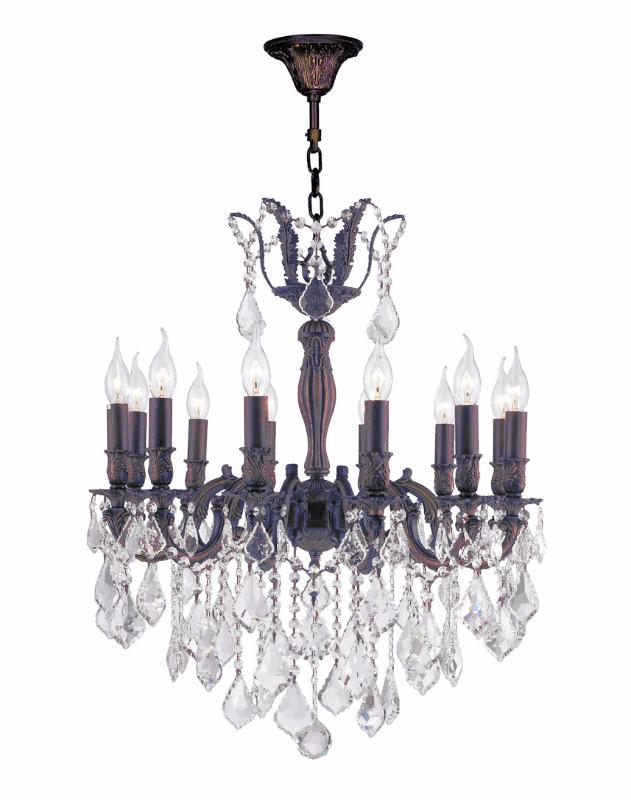 Versailles 12-Light dark Bronze Finish and Clear Crystal Chandelier 24 in. Dia x 27 in. H Large
