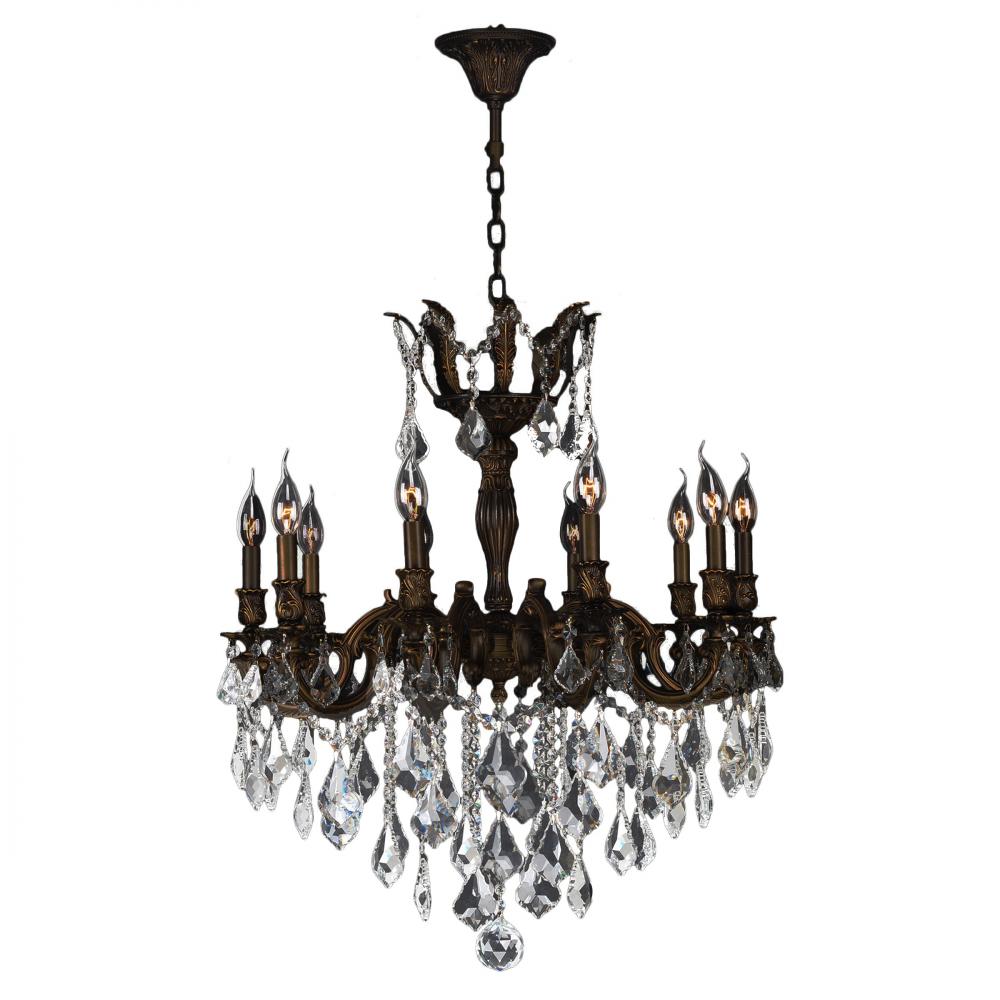 Versailles 10-Light dark Bronze Finish and Clear Crystal Chandelier 26 in. Dia x 29 in. H Large