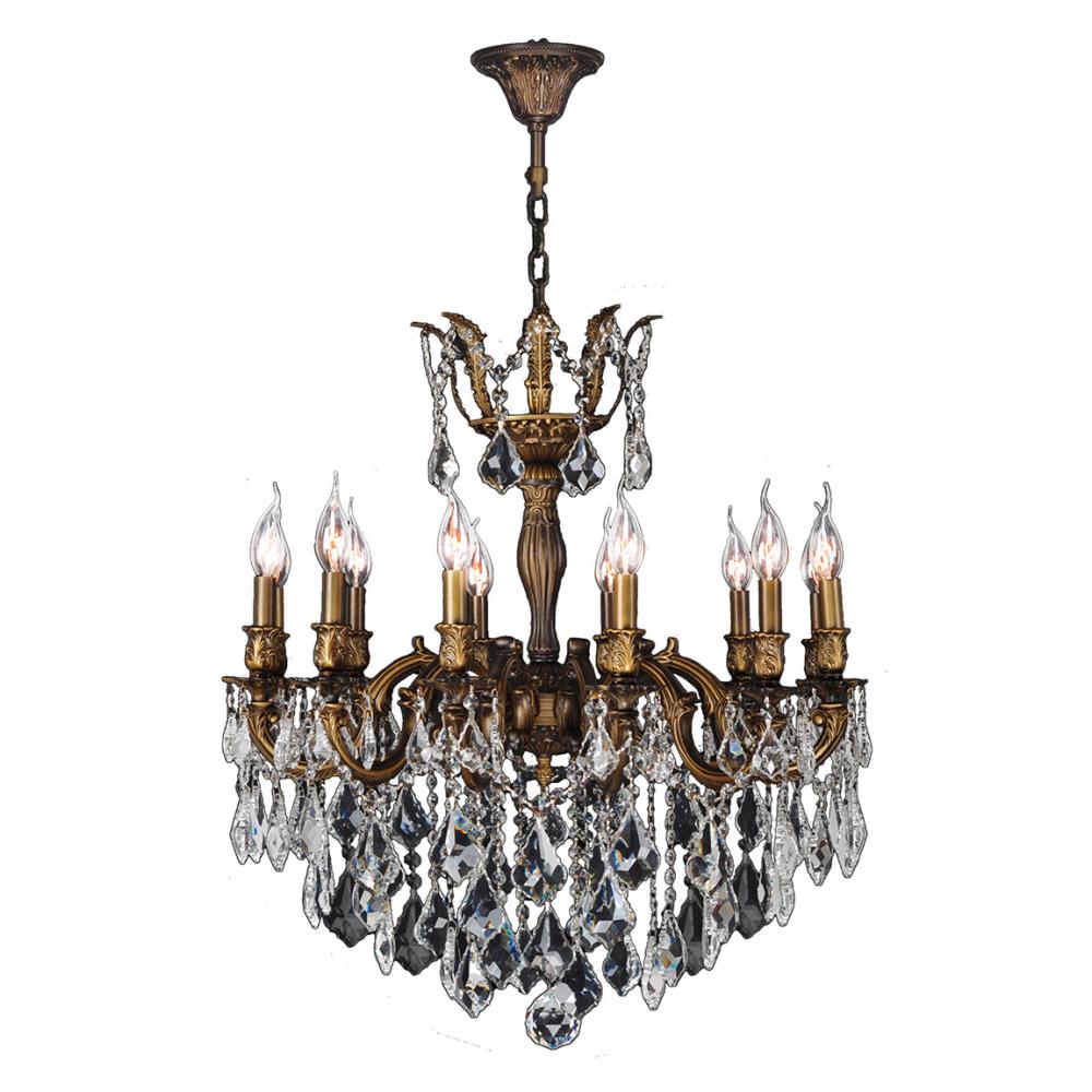 Versailles 12-Light Antique Bronze Finish and Clear Crystal Chandelier 27 in. Dia x 30 in. H Large