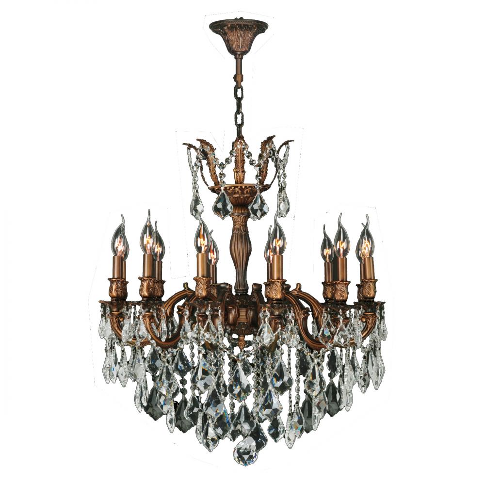 Versailles 12-Light French Gold Finish and Clear Crystal Chandelier 27 in. Dia x 30 in. H Large