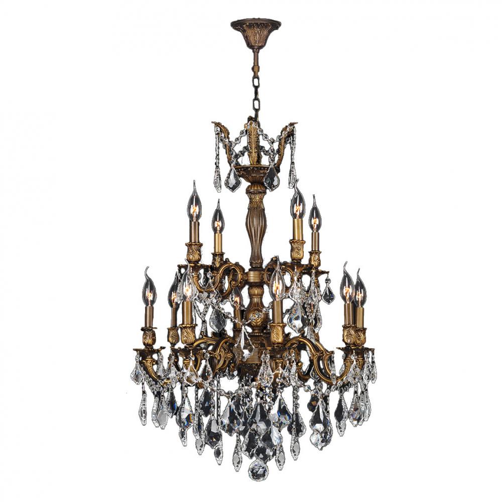 Versailles 12-Light Antique Bronze Finish and Clear Crystal Chandelier 24 in. Dia x 34 in. H Two 2 T
