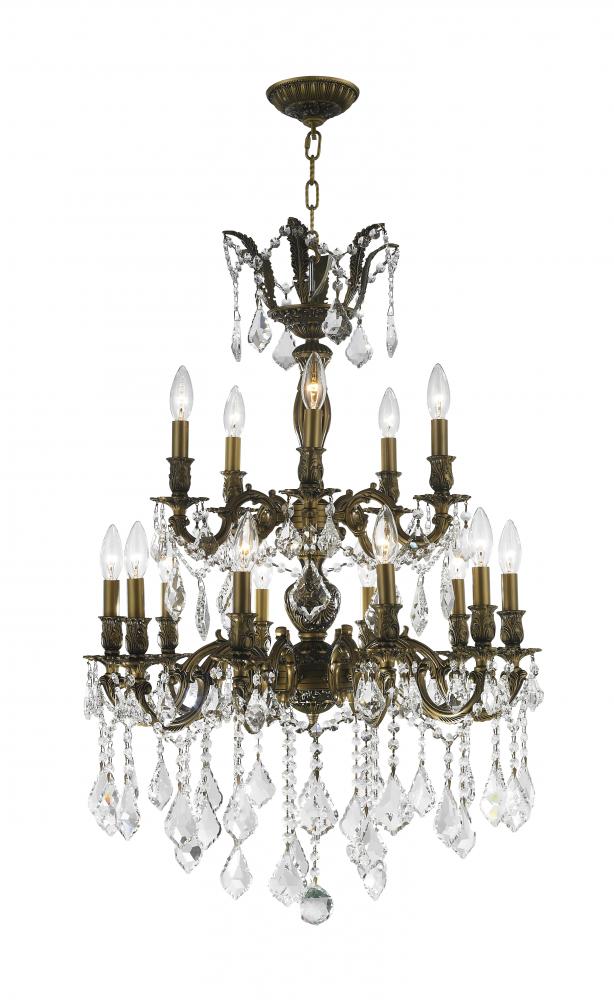 Versailles 15-Light Antique Bronze Finish and Clear Crystal Chandelier 24 in. Dia x 35 in. H Two 2 T