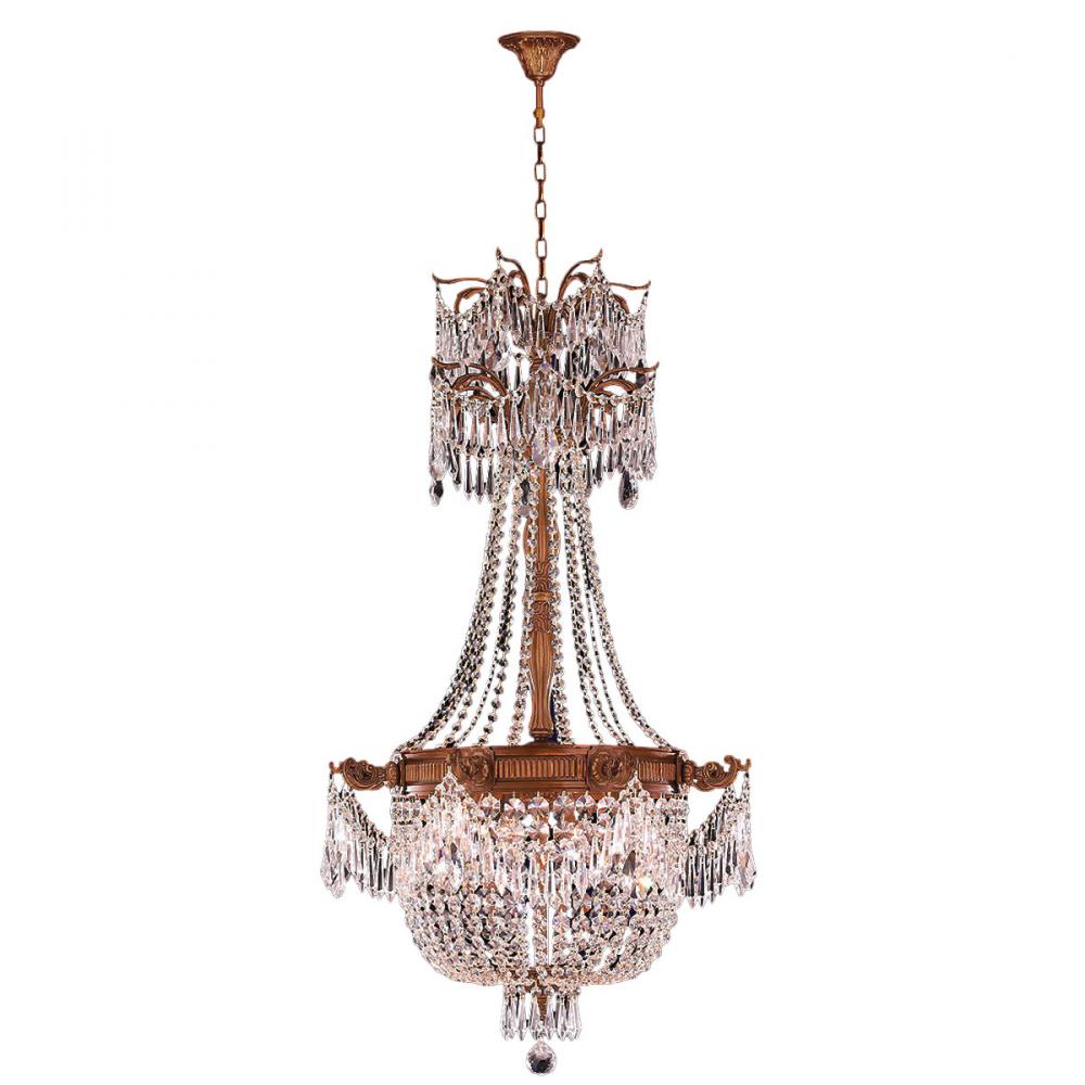 Winchester 4-Light French Gold Finish and Clear Crystal Chandelier 24 in. Dia x 40 in. H Medium