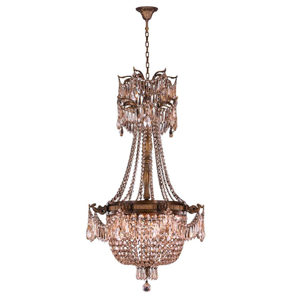 Winchester 4-Light French Gold Finish and Golden Teak Crystal Chandelier 24 in. Dia x 40 in. H Mediu