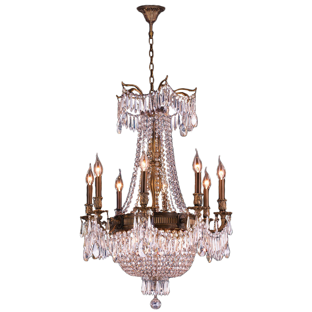 Winchester 12-Light Antique Bronze Finish and Clear Crystal Chandelier 24 in. Dia x 31 in. H Large