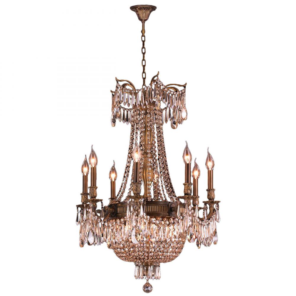 Winchester 12-Light Antique Bronze Finish and Golden Teak Crystal Chandelier 24 in. Dia x 31 in. H L