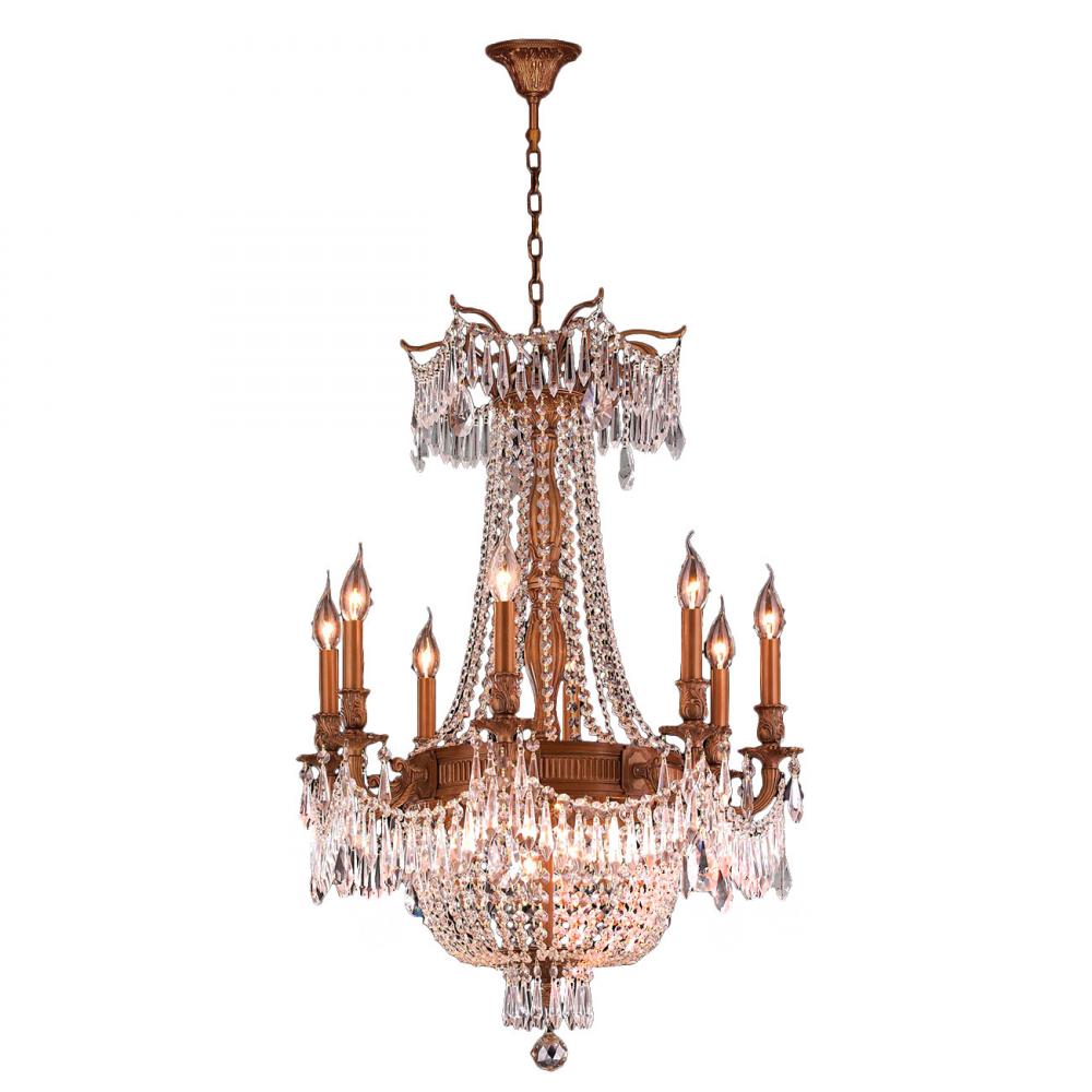 Winchester 12-Light French Gold Finish with Golden Teak Crystal Chandelier 24 in. Dia x 31 in. H Lar