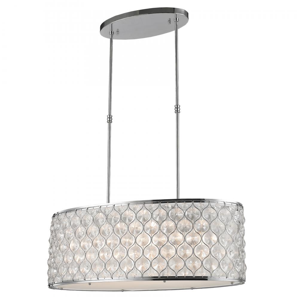 Paris 12-Light Chrome Finish with Clear Crystal Pendant Light 32 in. L x 16 in. W x 11 in. H Large