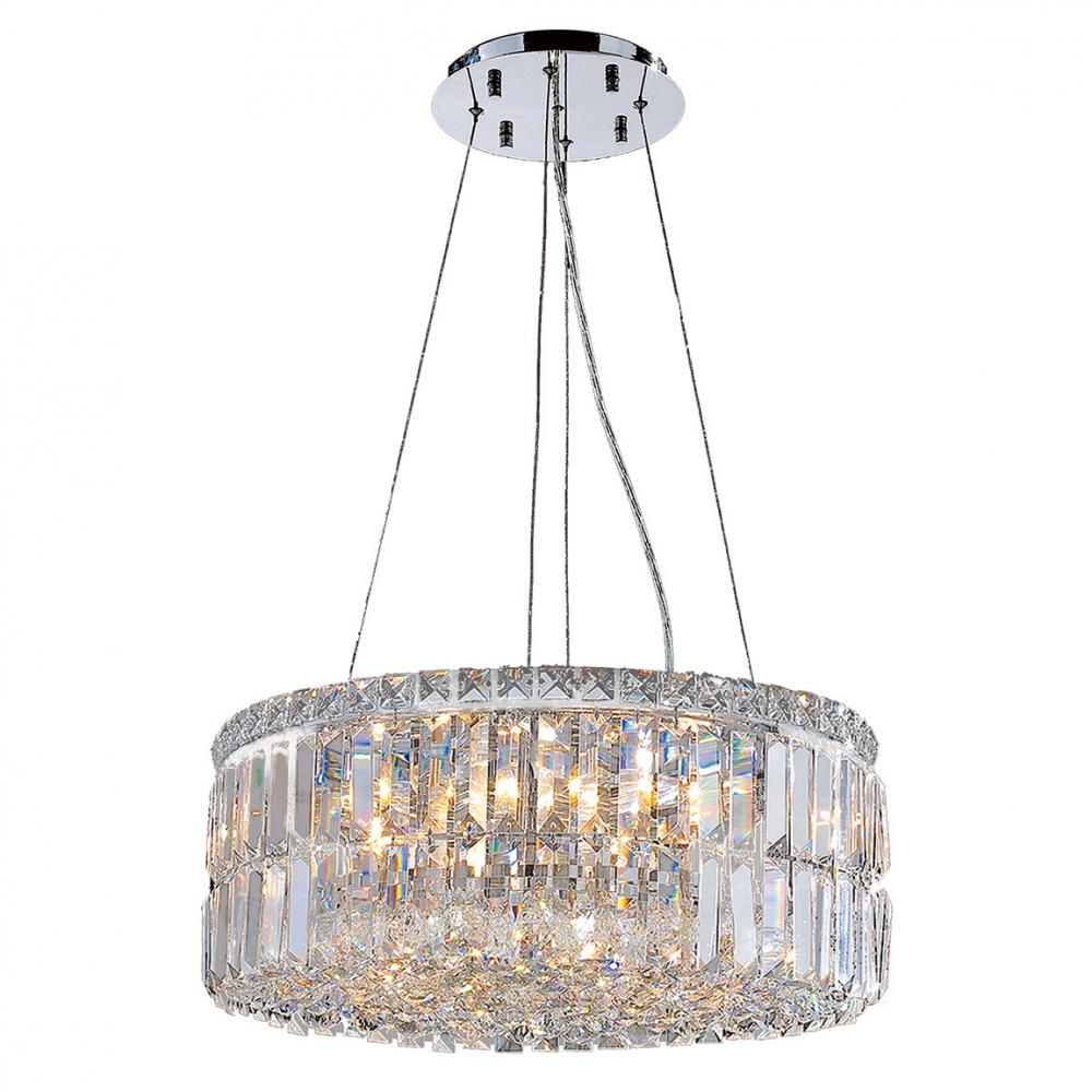 Cascade 12-Light Chrome Finish and Clear Crystal Circle Chandelier 20 in. Dia x 7.5 in. H Medium