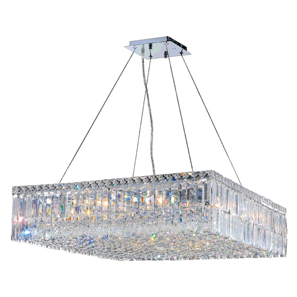 Cascade 12-Light Chrome Finish and Clear Crystal Square Chandelier 28 in. L x 28 in. W x 7.5 in. H L