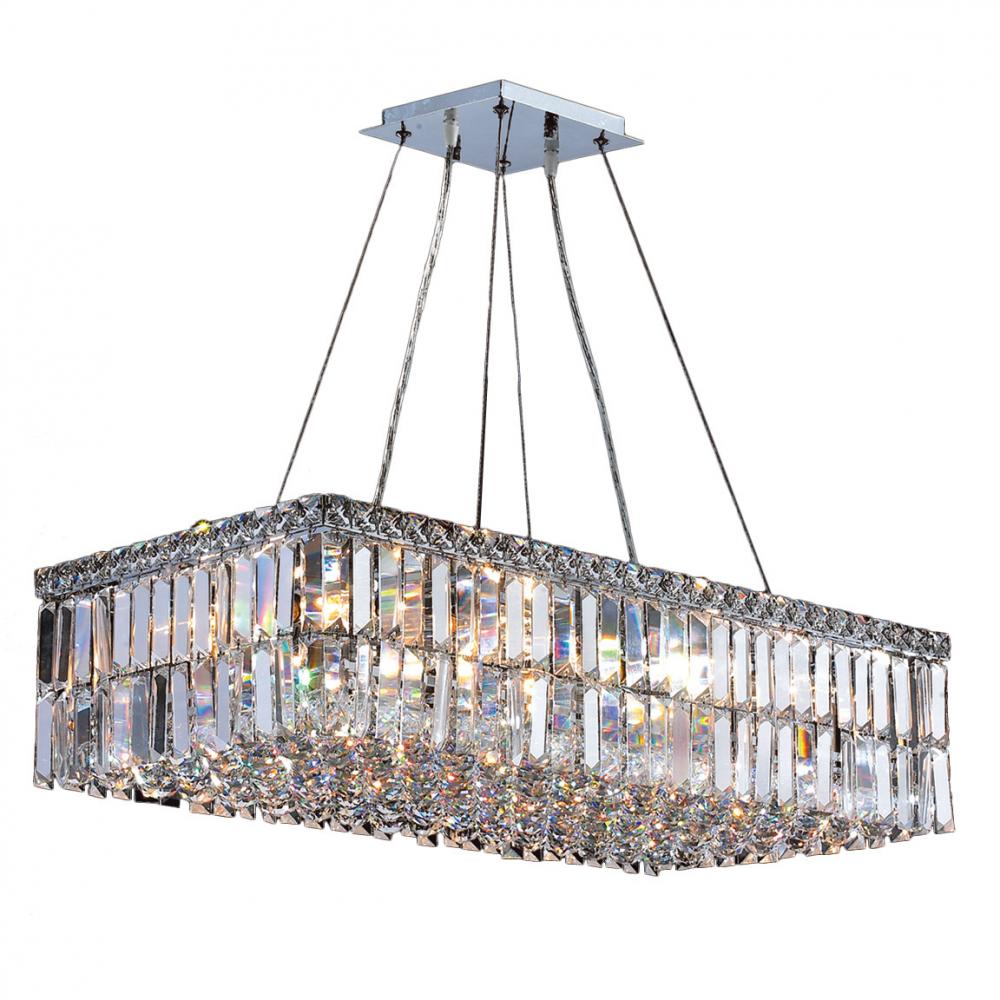 Cascade 16-Light Chrome Finish and Clear Crystal Rectangle Chandelier 28 in. L x 14 in. W x 7.5 in. 