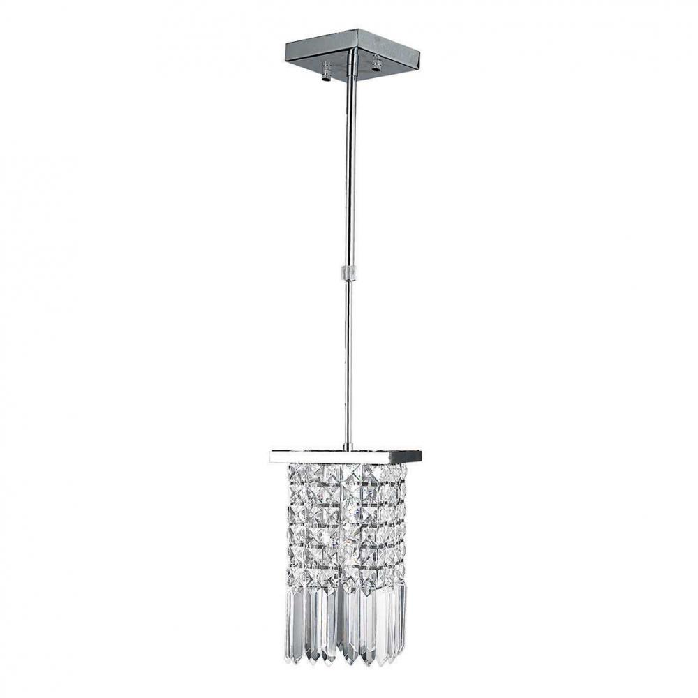 Torrent 1-Light Chrome Finish and Clear Crystal Square Square Pendant 6 in. L x 6 in. W x 10 in. H M
