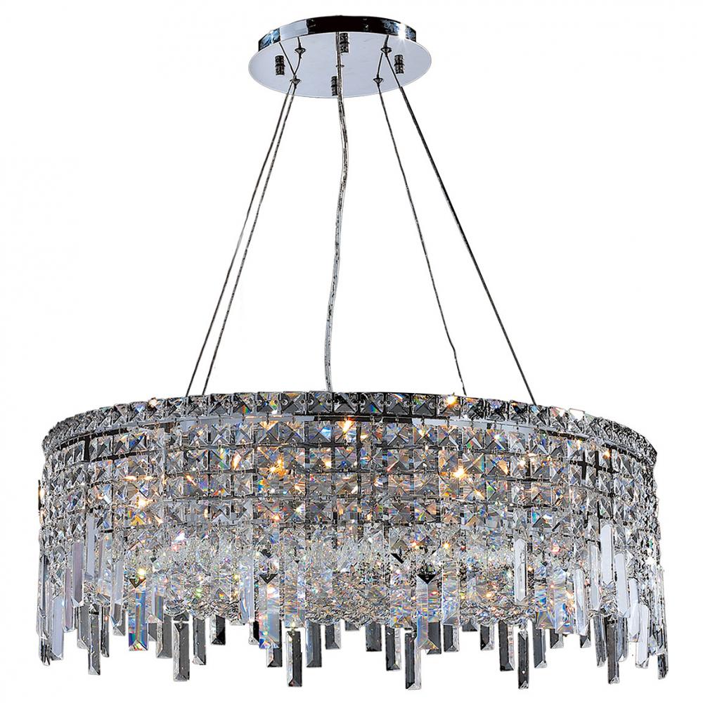 Cascade 12-Light Chrome Finish and Clear Crystal Circle Chandelier 28 in. Dia x 10.5 in. H Large