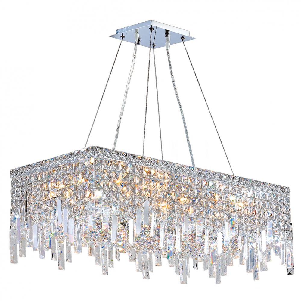 Cascade 16-Light Chrome Finish and Clear Crystal Rectangle Chandelier 28 in. L x 14 in. W x 10.5 in.