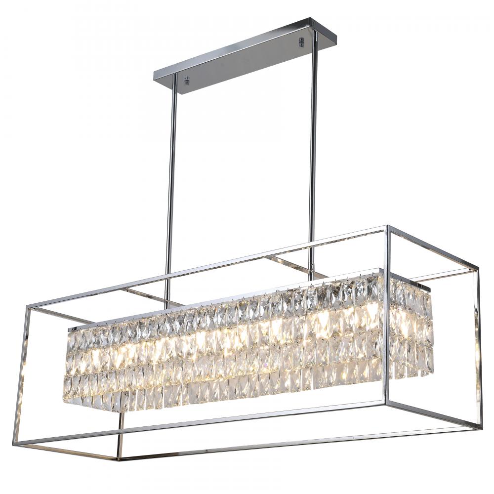 Franklin 16-Light Chrome Finish Rectangular Crystal Chandelier 43 in. L x  14 in. W x 36 in. H Large