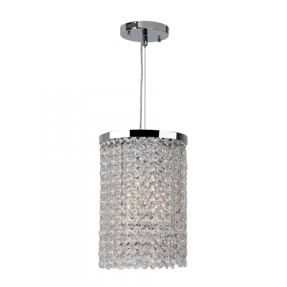 Prism Collection 1 Light Chrome Finish and Clear Crystal Round Pendant 6" D x 10" H Mini