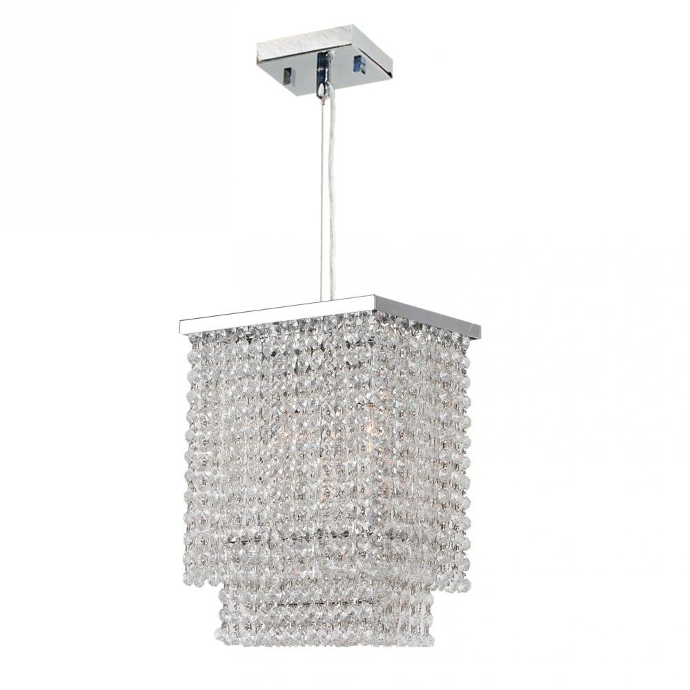 Prism Collection 3 Light Chrome Finish and Clear Crystal Rectangle Pendant 10" L x 6" W x 12