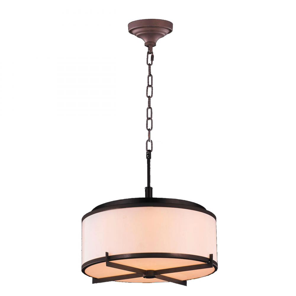 Madeline Collection 6 Light LED Dark Bronze Finish with Bisque Drum Shade Pendant 16" D x 13"