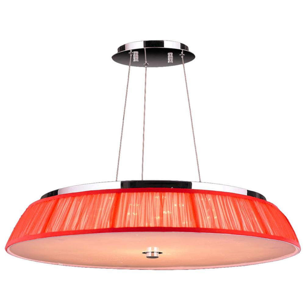 Alice Collection 21 Light LED Chrome Finish with Red String Empire Shade Pendant 28" D x 4"