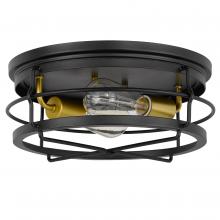 Worldwide Lighting Corp E30028-001B - Westwood 2-Light Black Frame With Brass Socket Flush Mount 13.88“ X 13.88” X 5.87“
