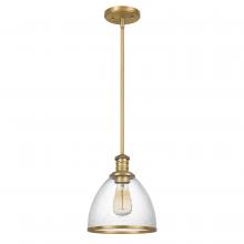 Worldwide Lighting Corp E80003-010 - Cloe 1-Light Vintage Brass Finish Harmer Glass Pendant 9“ X 9” X 10.5“