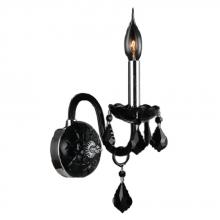 Worldwide Lighting Corp W23101C4-BL - Provence 1-Light Chrome Finish and Black Crystal Candle Wall Sconce Light 4 in. W x 15 in. H Small