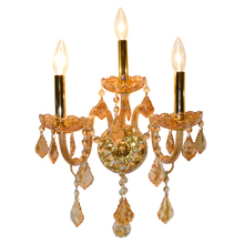 Worldwide Lighting Corp W23103G13-AM - Provence Collection 3 Light Gold Finish and Amber Crystal Candle Wall Sconce 13" W x 18" H M