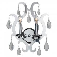 Worldwide Lighting Corp W23130C13 - Henna 2-Light Chrome Finish and Clear Crystal Wall Sconce Light 13 in. W x 17 in. H Medium