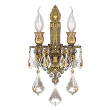 Worldwide Lighting Corp W23314FG12-GT - Versailles Collection 2 Light French Gold Finish & Golden Teak Crystal Wall Sconce 12" W x 13