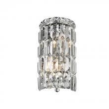 Worldwide Lighting Corp W23510C6 - Cascade 2-Light Chrome Finish Crystal Rounded Wall Sconce Light 6 in. W x 12 in. H Small ADA