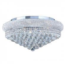 Worldwide Lighting Corp W33011C24 - Empire 12-Light Chrome Finish and Clear Crystal Flush Mount Ceiling Light 24 in. Dia x 12 in. H Extr