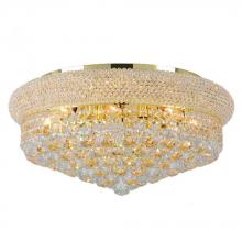 Worldwide Lighting Corp W33011G20 - Empire 10-Light Gold Finish and Clear Crystal Flush Mount Ceiling Light 20 in. Dia x 10 in. H Large