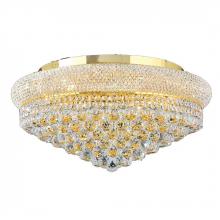 Worldwide Lighting Corp W33011G24 - Empire 12-Light Gold Finish and Clear Crystal Flush Mount Ceiling Light 24 in. Dia x 12 in. H Extra 