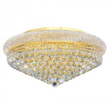 Worldwide Lighting Corp W33011G28 - Empire 15-Light Gold Finish and Clear Crystal Flush Mount Ceiling Light 28 in. Dia x 13 in. H Extra 