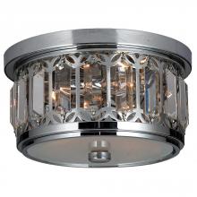Worldwide Lighting Corp W33139C10 - Parlour 3-Light Chrome Finish and Clear Crystal Flush Mount Ceiling Light 10 in. Dia x 5.5 in. H  Ro