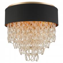 Worldwide Lighting Corp FS273MG24 - Halo Collection 9 Light Matte Gold Finish and Golden Teak Crystal with Black Drum Shade Flush Mount