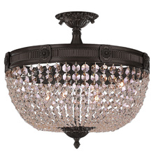 Worldwide Lighting Corp W33353F20-CL - Winchester 6-Light dark Bronze Finish and Clear Crystal Semi Flush Mount Ceiling Light 20 in. Dia x 