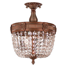Worldwide Lighting Corp W33353FG12-CL - Winchester 3-Light French Gold Finish and Clear Crystal Semi Flush Mount Ceiling Light 12 in. Dia x 