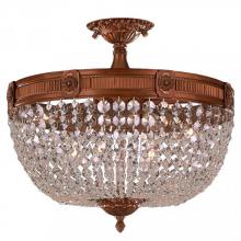 Worldwide Lighting Corp W33353FG20-CL - Winchester 6-Light French Gold Finish and Clear Crystal Semi Flush Mount Ceiling Light 20 in. Dia x 