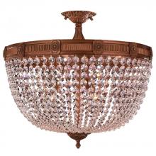 Worldwide Lighting Corp W33353FG24-CL - Winchester 9-Light French Gold Finish and Clear Crystal Semi Flush Mount Ceiling Light 24 in. Dia x 