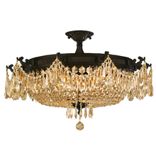 Worldwide Lighting Corp W33354F30-GT - Winchester 10-Light dark Bronze Finish and Golden Teak Crystal Semi Flush Mount Ceiling Light 30 in.