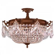 Worldwide Lighting Corp W33354FG20-CL - Winchester 3-Light French Gold Finish and Clear Crystal Semi Flush Mount Ceiling Light 20 in. Dia x 