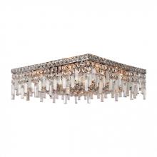 Worldwide Lighting Corp W33619C20 - Cascade 12-Light Chrome Finish and Clear Crystal Flush Mount Ceiling Light 20 in. L x 20 in. W x 7.5