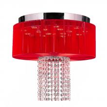 Worldwide Lighting Corp W33954C16-RD - Alice Collection 6 Light LED Chrome Finish and Clear Crystal with Red String Shade 16" D x 14