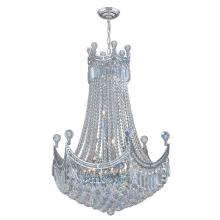 Worldwide Lighting Corp W83026C24 - Empire 18-Light Chrome Finish and Clear Crystal Chandelier 24 in. Dia x 32 in. H Round Large